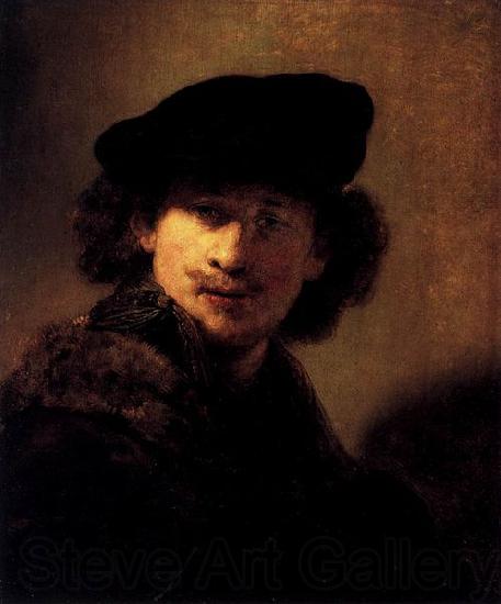 Rembrandt Peale Self portrait with Velvet Beret and Furred Mantel France oil painting art